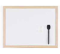 KAV Tableau blanc magnétique avec cadre en bois - Tableau blanc effaçable à sec pour bureau, restaurant, école et la maison - Fixation murale avec marqueurs, gomme et aimants (400 x 300 mm)