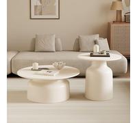 Kaverno Moderne Table Basse Salon Ronde, Table Basse Ronde Moderne Gigogne 70+50cm, PetiteTable Centrale pour Petit Appartement Et Salon