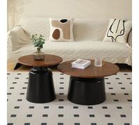 Kaverno Table Basse Nuage Blanc Crème, Table Basse Ronde Moderne Gigogne 50+70cm pour Chambre À Coucher(Black Brown)