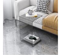 Kaverno Table d'appoint canapé en forme de C, table à boire en acrylique, table basse moderne et simple pour salon, table de chevet en acrylique, table basse transparente (gris, 30 x 30 x 55 cm)