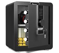 Kavey Coffre-fort ignifuge de 1,8 cube en acier avec écran tactile LCD et lumière LED, coffre-fort pour la maison avec double alarme et fonction muet, coffre-fort avec étagère amovible pour documents