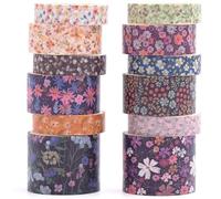 KAVI' S 12 rouleaux Washi Tape Set, Ruban Adhésif Décoratif Œuvre d’art inspirée Feuille d’or Masking Tapes pour Arts, Bullet Journal, Scrapbooking, Bricolage, Emballage (Forested Islet)