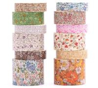 KAVI' S 12 rouleaux Washi Tape Set, Ruban Adhésif Décoratif Œuvre d’art inspirée Feuille d’or Masking Tapes pour Arts, Bullet Journal, Scrapbooking, Bricolage, Emballage (Evening Song)