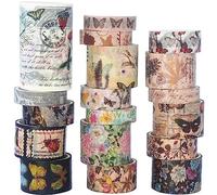 KAVI' S 18 rouleaux Papillon Washi Tape Ruban Adhésif Papier Décoratif Masking Tape pour Scrapbooking Artisanat de Bricolage