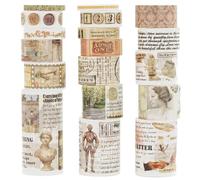 KAVI' S 18 rouleaux Washi Tape Set, Ruban Vintage Adhésif Décoratif Œuvre d’art inspirée Feuille d’or Masking Tapes pour Arts, Bullet Journal, Scrapbooking, Bricolage, Emballage (Story Collections)
