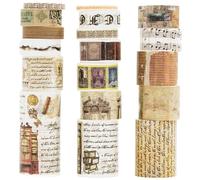 KAVI' S 18 rouleaux Washi Tape Set, Ruban Vintage Adhésif Décoratif Œuvre d’art inspirée Feuille d’or Masking Tapes pour Arts, Bullet Journal, Scrapbooking, Bricolage, Emballage (événements past)