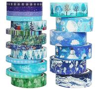 KAVI' S 19 Rouleaux Hiver Washi Tape Set Maigre Masking Tape Ruban décoratif pour Arts et travaux manuels de Bricolage, Scrapbooking, Bullet, Journal, Planning, Cadeaux, décoration