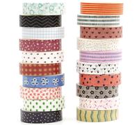 KAVI' S 20 rouleaux Washi Tape Set, Ruban Adhésif Décoratif Œuvre d’art inspirée Feuille d’or Masking Tapes pour Arts, Bullet Journal, Scrapbooking, Bricolage, Emballage (Collection 1-Vibrancy)