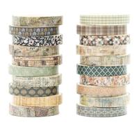 KAVI' S 20 rouleaux Washi Tape Set, Ruban Adhésif Décoratif Œuvre d’art inspirée Feuille d’or Masking Tapes pour Arts, Bullet Journal, Scrapbooking, Bricolage, Emballage (élégance dans le temps)
