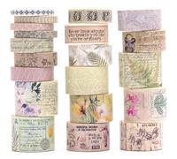 KAVI' S 20 rouleaux Washi Tape Set, Ruban Vintage Adhésif Décoratif Œuvre d’art inspirée Feuille d’or Masking Tapes pour Arts, Bullet Journal, Scrapbooking, Bricolage, Emballage (Wilderness Remians)