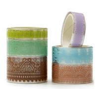KAVI' S 6 rouleaux Motifs de dentelle Washi Tape Ruban Adhésif Papier Décoratif PET Masking Tape pour Scrapbooking Artisanat de Bricolage (Shallow Like)