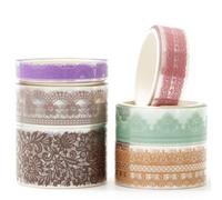 KAVI' S 6 rouleaux Motifs de dentelle Washi Tape Ruban Adhésif Papier Décoratif PET Masking Tape pour Scrapbooking Artisanat de Bricolage (Gentle and Graceful)