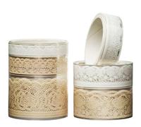 KAVI' S 6 rouleaux Motifs de dentelle Washi Tape Ruban Adhésif Papier Décoratif PET Masking Tape pour Scrapbooking Artisanat de Bricolage (Tranquil Dew)