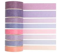 KAVI' S 8 Rouleaux Washi Tape Set Masking Tape Ruban décoratif pour Arts et travaux manuels de Bricolage, Scrapbooking, Bullet, Journal, Planning, Cadeaux, décoration (violet)