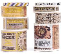 KAVI' S 8 rouleaux Washi Tape Set, Ruban Vintage Adhésif Décoratif Œuvre d’art inspirée Feuille d’or Masking Tapes pour Arts, Bullet Journal, Scrapbooking, Bricolage, Emballage (Travel Notes)