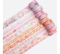 KAVI' S 9 Rouleaux Washi Tape, Masking Tape ruban décoratif Imprimé Feuille d'or Noir pour arts et travaux manuels de bricolage (Sweet Memory)