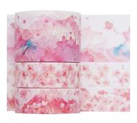 KAVI' S Imprimé Mignon Washi Tape Set Masking Tape 3 rouleaux Ruban adhesif decoratif pour Scrapbooking Artisanat de Bricolage (Cherry Blossoms)