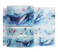 KAVI' S Imprimé Mignon Washi Tape Set Masking Tape 3 rouleaux Ruban adhesif decoratif pour Scrapbooking Artisanat de Bricolage (Mythical Fish)