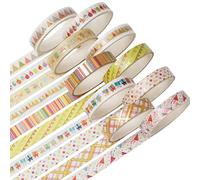 KAVI' S Maigre Or Washi Tape Set Masking Tape Ruban adhesif decoratif pour Scrapbooking Artisanat de Bricolage 8MM de large (Party Elements)