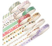 KAVI' S Maigre Or Washi Tape Set Masking Tape Ruban adhesif decoratif pour Scrapbooking Artisanat de Bricolage 8MM de large (Coffee Dessert)