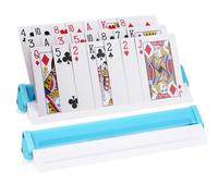 Kavilin Lot de 4 supports de cartes réglables pour cartes à jouer : design pliable, lot de 4 supports pour poker, UNO, Canasta, accessoires de jeu de cartes pour patients souffrant d'arthrite (2 Blues
