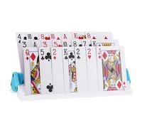 Kavilin Porte-cartes réglables pour cartes à jouer : design pliable, lot de 4 supports de deck pour poker, UNO, Canasta, accessoires de jeu de cartes pour patients souffrant d'arthrite (1 bleu mat Pro