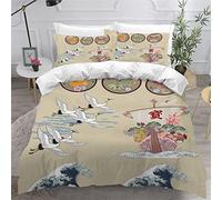 KAVITO Parure de Lit Kanagawa Housse de Couette 220x240 3D Microfibre avec 2 Taies d'oreiller 50x75 Vagues Japon Manga Parure de Lit Literie avec Fermeture Éclair pour 2 Personnes