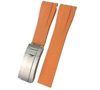 KAVJU Bracelet de montre en caoutchouc avec extrémité incurvée pour montre Rolex Submariner GMT Daytona Deep Sea Dweller Explorer 2 20 mm 21 mm, 20mm rose buckle, Agate