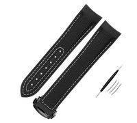 KAVJU Bracelet de montre en silicone nylon haute densité pour Omega Watch Band 20 mm 21 mm 22 mm Bracelet de montre en caoutchouc Fermoir pliable Extrémité incurvée, 21mm, Agate