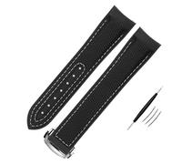 KAVJU Bracelet de montre en silicone nylon haute densité pour Omega Watch Band 20 mm 21 mm 22 mm Bracelet de montre en caoutchouc Fermoir pliable Extrémité incurvée, 22mm, Agate