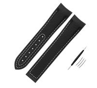 KAVJU Bracelet de montre en silicone nylon haute densité pour Omega Watch Band 20 mm 21 mm 22 mm Bracelet de montre en caoutchouc Fermoir pliable Extrémité incurvée, 22mm, Agate