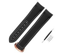 KAVJU Bracelet de montre en silicone nylon haute densité pour Omega Watch Band 20 mm 21 mm 22 mm Bracelet de montre en caoutchouc Fermoir pliable Extrémité incurvée, 22mm, Agate