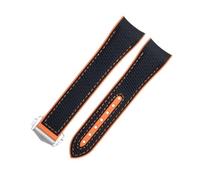 KAVJU Bracelet de montre Omega pour cadran Seamaster 600 de 43,5 mm avec boucle déployante 21 mm souple FKM Fluororubber Nylon Texture Full Rubber Watch Band, 20 mm, Agate