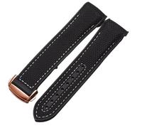KAVJU Bracelets de montre en caoutchouc et Silicone, 20mm 22mm, en Nylon, pour Omega, Seamaster 300m GMT Chrono 600m Planet Ocean 215(Black White Rosegd,20mm)