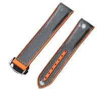KAVJU Bracelets de montre en caoutchouc et Silicone, 20mm 22mm, en Nylon, pour Omega, Seamaster 300m GMT Chrono 600m Planet Ocean 215(Grey Orange Silver,20mm)