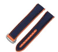 KAVJU Bracelets de montre en caoutchouc et Silicone, 20mm 22mm, en Nylon, pour Omega, Seamaster 300m GMT Chrono 600m Planet Ocean 215(Blue Orange Silver,22mm)