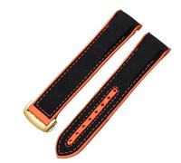 KAVJU Bracelets de montre en caoutchouc et Silicone, 20mm 22mm, en Nylon, pour Omega, Seamaster 300m GMT Chrono 600m Planet Ocean 215(Blak Orange Yellowgd,20mm)