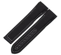 KAVJU Bracelets de montre en caoutchouc et Silicone, 20mm 22mm, en Nylon, pour Omega, Seamaster 300m GMT Chrono 600m Planet Ocean 215(Black White No Bukle,20mm)