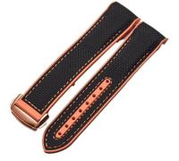 KAVJU Bracelets de montre en caoutchouc et Silicone, 20mm 22mm, en Nylon, pour Omega, Seamaster 300m GMT Chrono 600m Planet Ocean 215(Black Orange Rosegd,22mm)