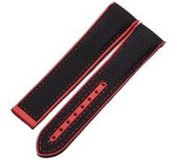 KAVJU Bracelets de montre en caoutchouc et Silicone, 20mm 22mm, en Nylon, pour Omega, Seamaster 300m GMT Chrono 600m Planet Ocean 215(Black Red No Buckle,20mm)