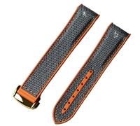 KAVJU Bracelets de montre en caoutchouc et Silicone, 20mm 22mm, en Nylon, pour Omega, Seamaster 300m GMT Chrono 600m Planet Ocean 215(Grey Orange Yellowgd,22mm)