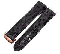 KAVJU Bracelets de montre en caoutchouc et Silicone, 20mm 22mm, en Nylon, pour Omega, Seamaster 300m GMT Chrono 600m Planet Ocean 215(Black Rosegold,20mm)