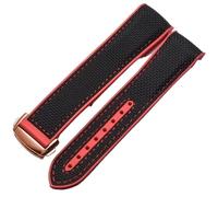 KAVJU Bracelets de montre en caoutchouc et Silicone, 20mm 22mm, en Nylon, pour Omega, Seamaster 300m GMT Chrono 600m Planet Ocean 215(Black Red Rosegold,20mm)