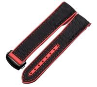 KAVJU Bracelets de montre en caoutchouc et Silicone, 20mm 22mm, en Nylon, pour Omega, Seamaster 300m GMT Chrono 600m Planet Ocean 215(Black Red Black,20mm)
