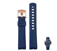 KAVJU Pour Omega Seamaster 300 Univers 007 Curbe End Fluore Rubber Silicone Watch Band 20 mm 22m montre Strap doux Men Remplacement(Blue Rose gold,22mm)