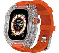 KAVJU Rm Coque de montre transparente modifiée, pour Apple Watch Ultra 49 mm, bord entièrement transparent avec kit de mod de bracelet, pour Wwatch 8 7 6 5 4 SE 45 mm 44 mm, 44 mm, agate, 44mm, Agate