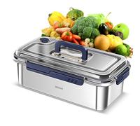 Kavolet Boîtes de conservation en acier inoxydable de 3,8 l avec couvercle, hermétique, anti-fuite, boîte de rangement alimentaire avec affichage de la date, joint d'étanchéité, poignée cachée, passe