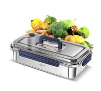 Kavolet Boîtes Repas Acier Inoxydable, 2.4L/3.8L/5.6L Réutilisables, 3.8L | Récipients Conservation Alimentaire avec Couvercles Indicateur Date Compatible Micro-ondes pour Travail Voyages Réfrigérateur