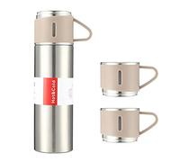 Kavolet Bouteille Isolée Sous Vide en Acier Inoxydable, Finition Givrée, Couvercle étanche, Conservation de la Chaleur et du Froid 12H, pour Bureau, Gris, 500ml (Coffret Cadeau Argent)