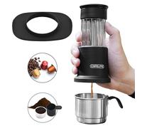 Kavolet Cafetière Manuelle Portable 2 en 1 pour Voyage Barista Partout 10 à 15 Machine à café Pression pour la Maison et L'extérieur Tasse en Acier Inoxydable - Idéal les Amateurs de café (Noir)